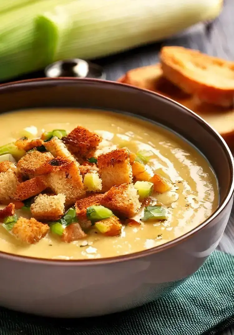 Immagine Vellutata di fagioli e porri con crostini