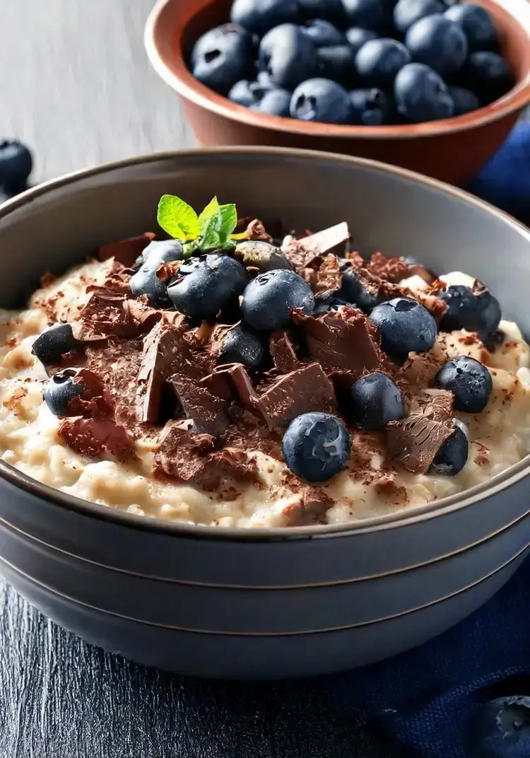 Immagine Porridge con mirtilli e cioccolato