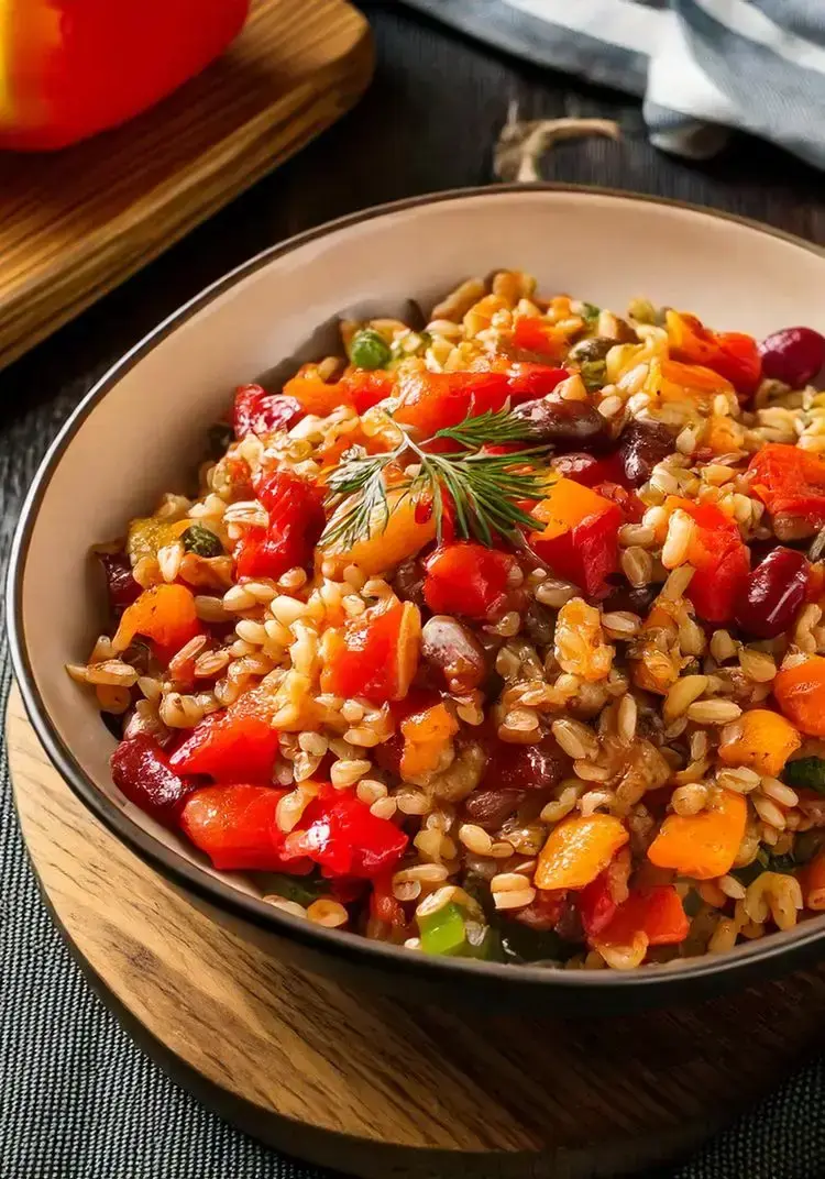 Immagine Orzo con fagioli e peperoni